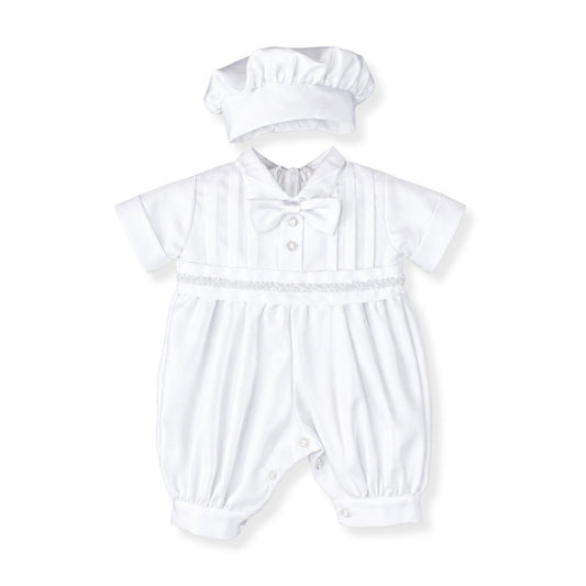 baby boys christening romper and hat christening outfit