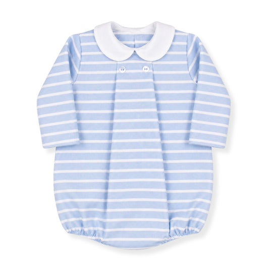 blue and white long sleeve baby boy romper by Rapife