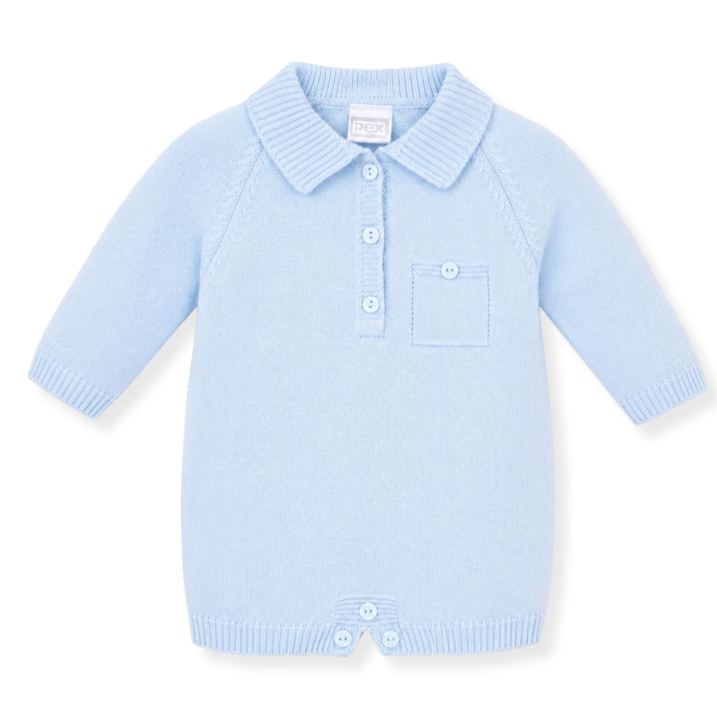 baby boy blue knitted romper by Pex