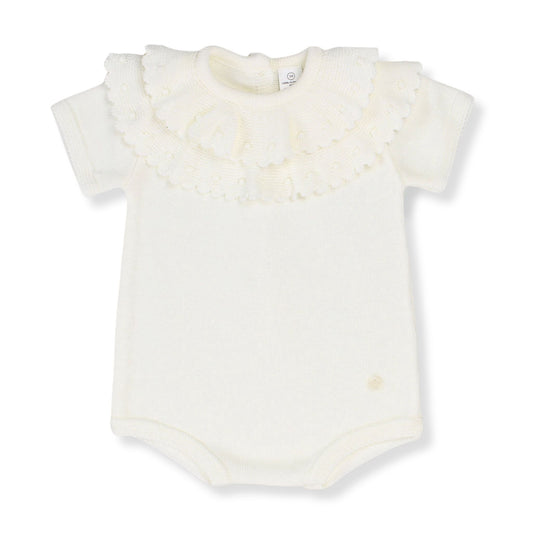 Lightweight Knitted Baby Romper in Cream | Summer Knit Set (0–24 Months)