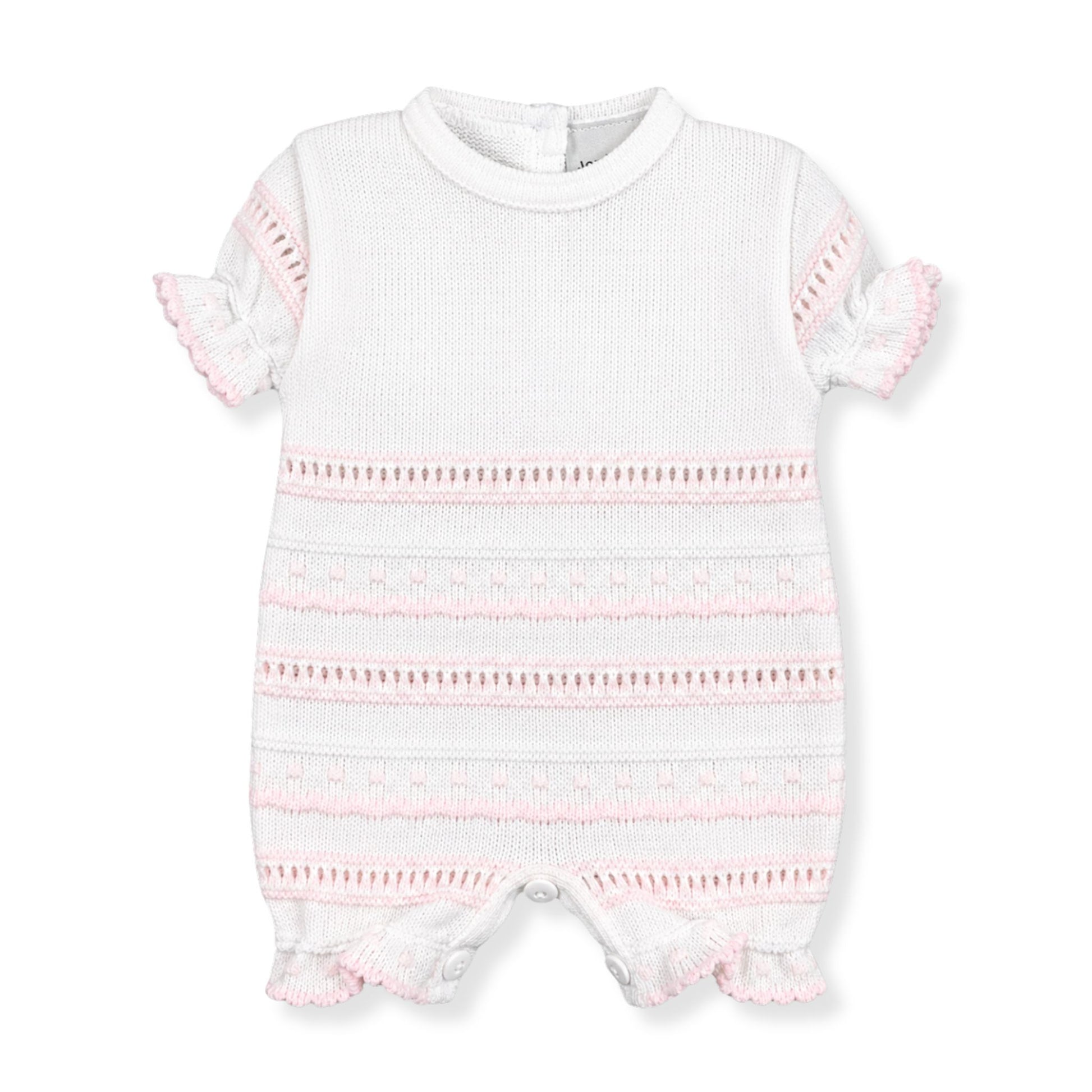 baby girls knitted white and pink dandelion romper