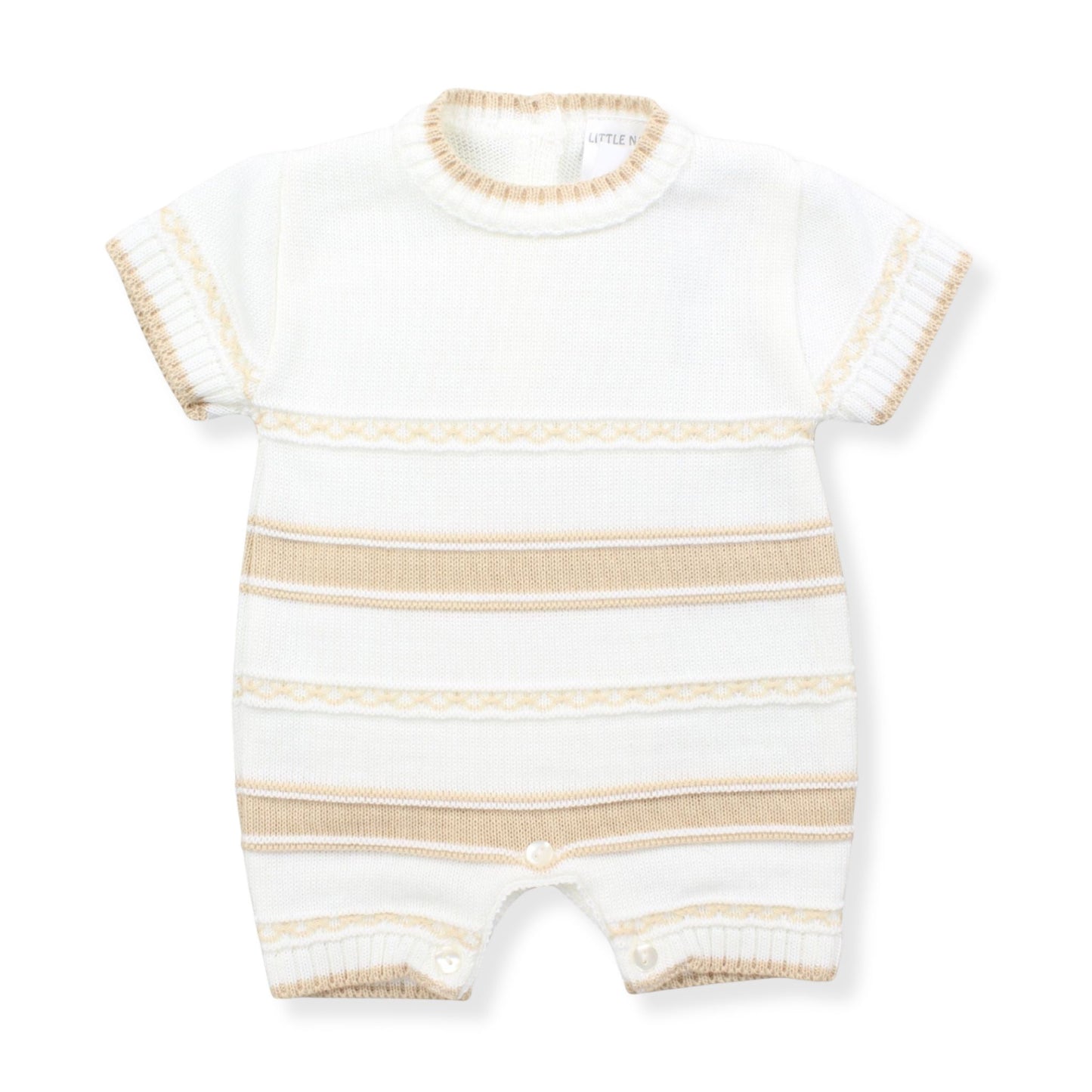 baby boys beige and white romper