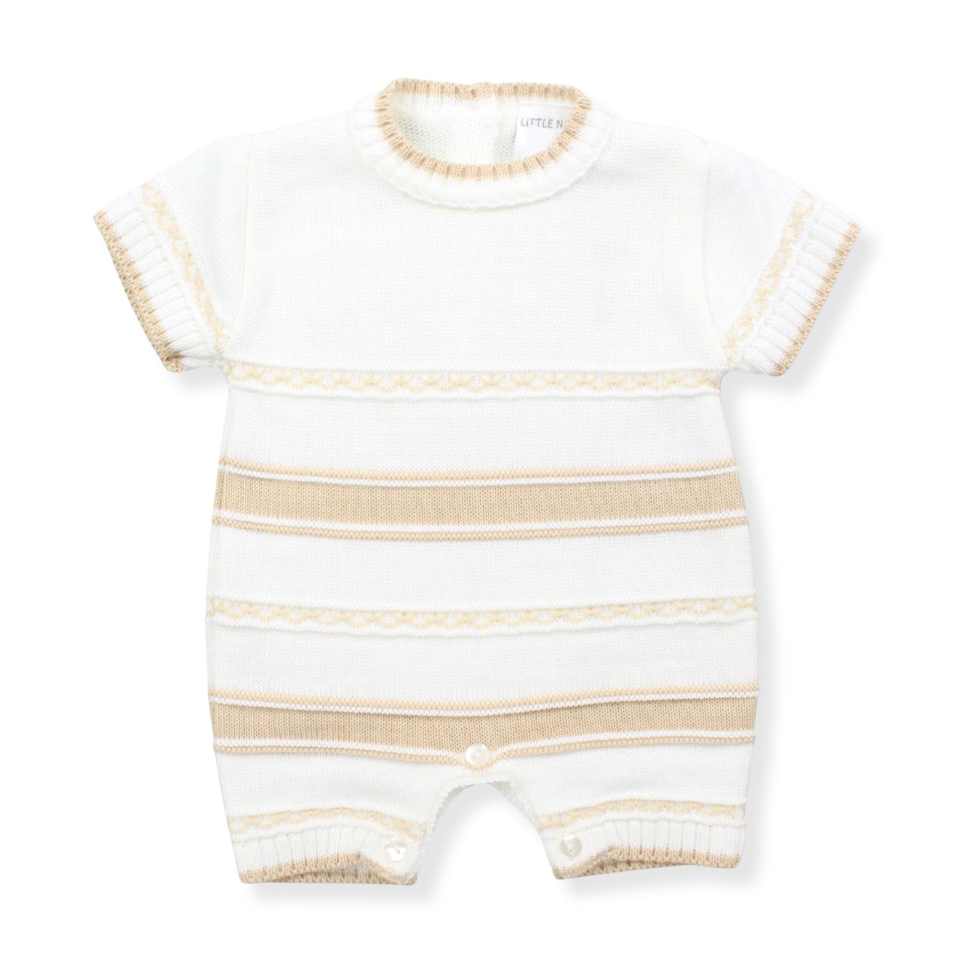 baby boys beige and white romper