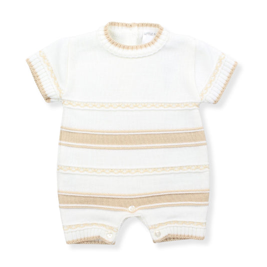 baby boys beige and white romper