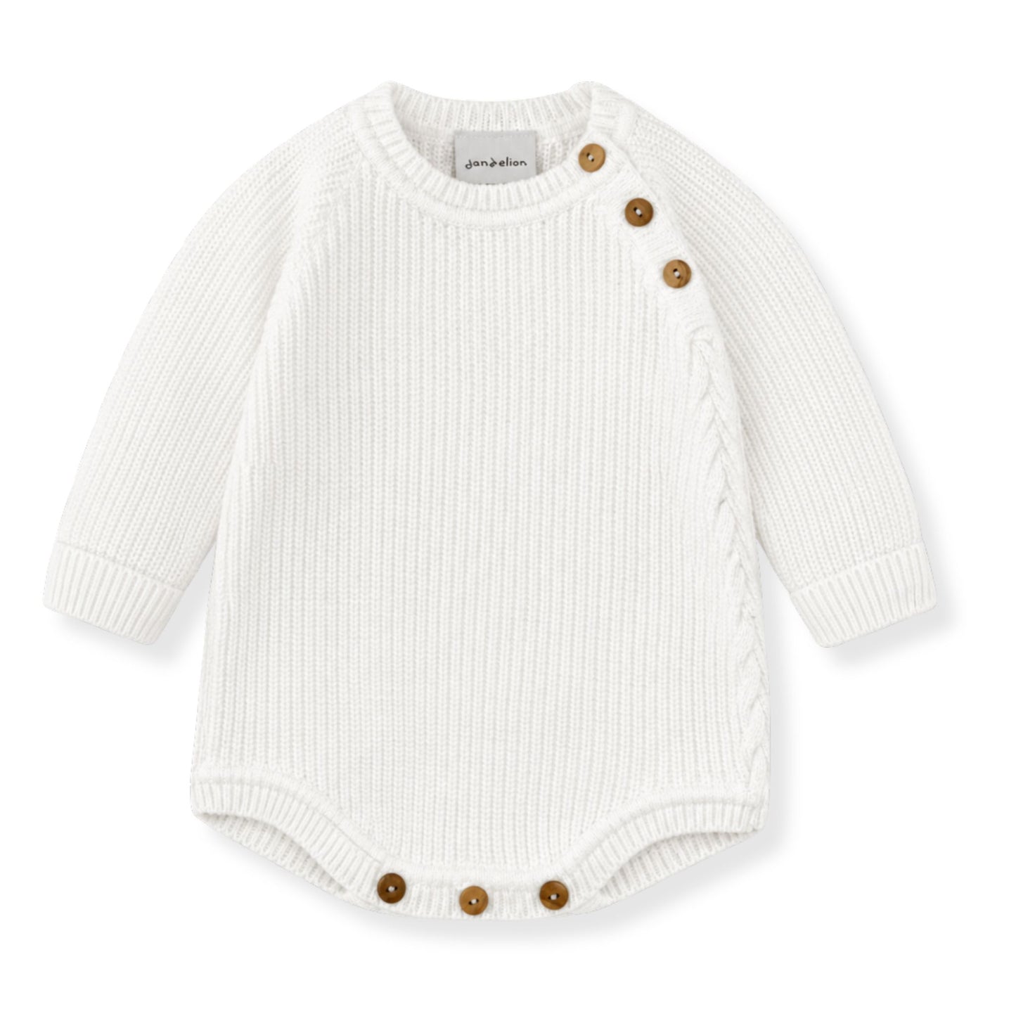 knitted white baby romper by dandelion