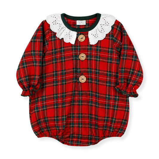 rapife baby clothes red tartan romper
