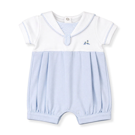 baby boys white and blue lighthouse romper
