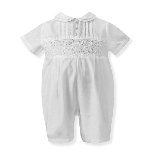 baby boys christening romper white sarah louise