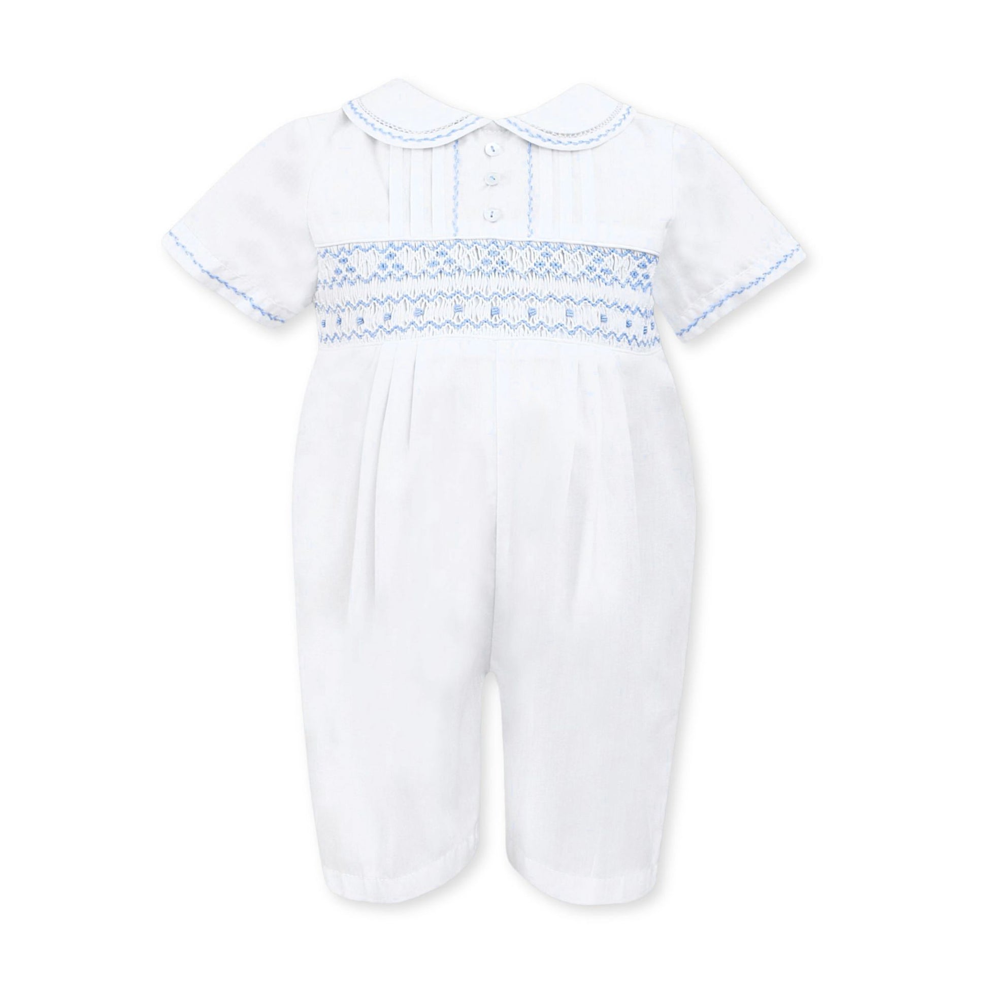 sarah louise white blue christening  outfit