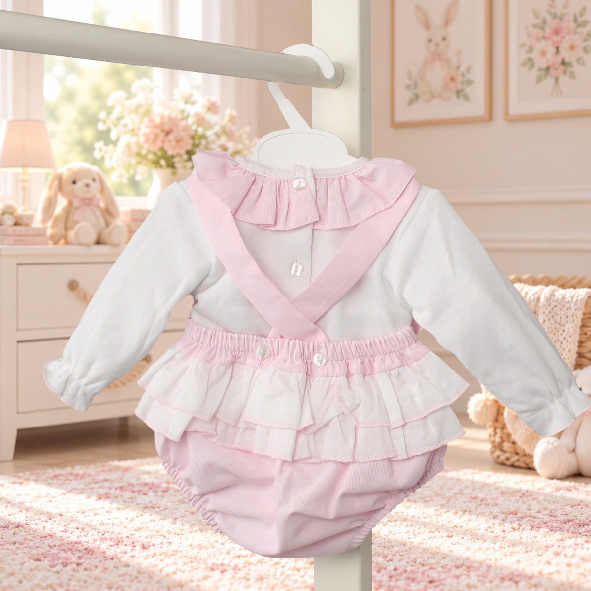 Baby Girls Pink Frill Romper & Blouse 2 Piece Outfit – Kleo Kids