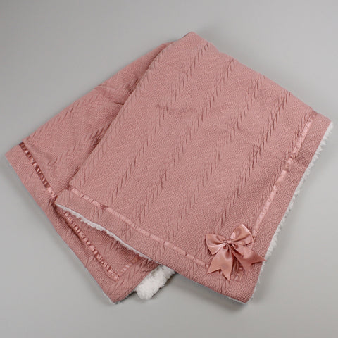 Deluxe Rose Gold Baby Blanket with Bow