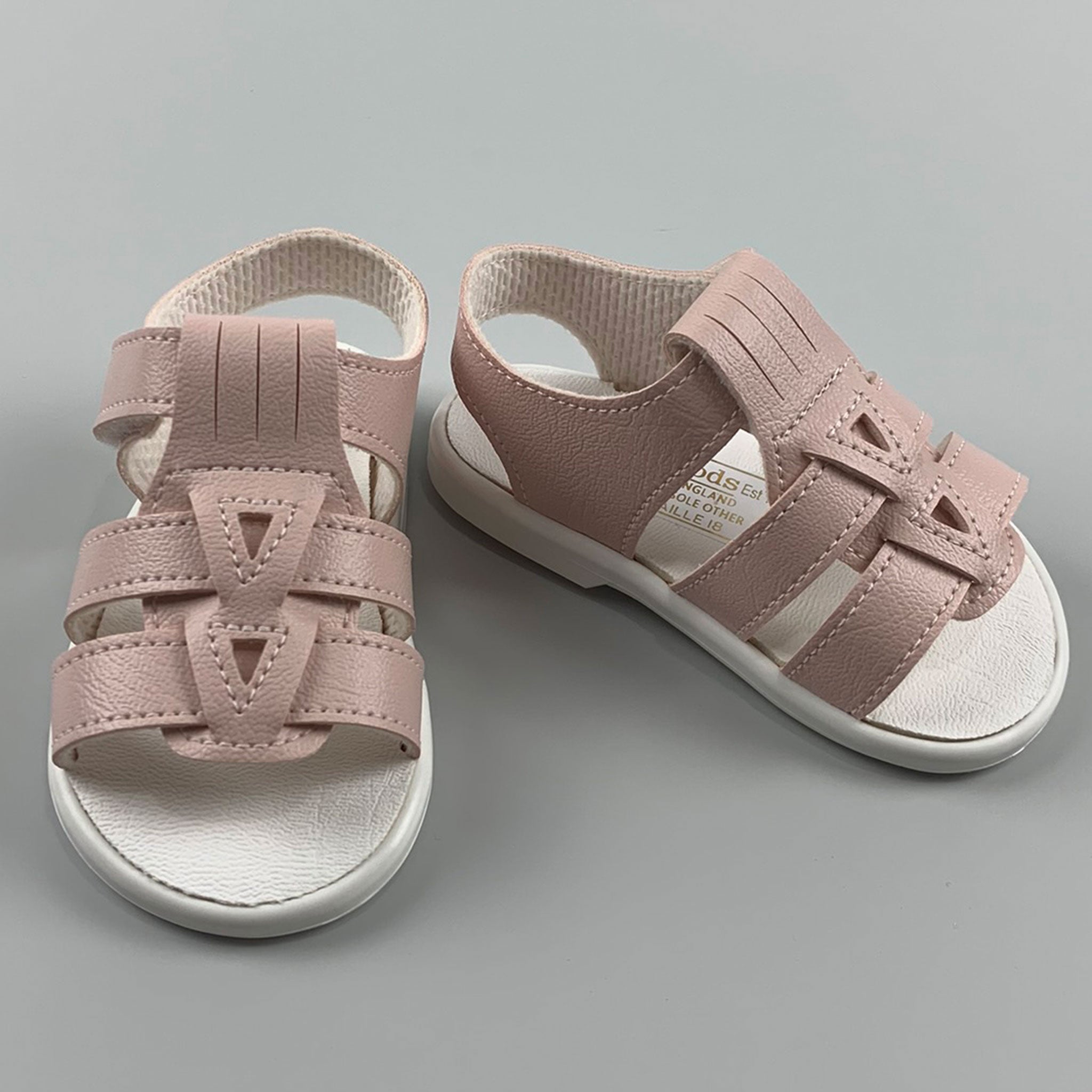 Girl Sandals - With Dusky Pink Satin Bow - Hard Sole