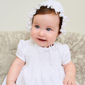 Sarah Louise Ceremonial Christening Gown and Bonnet - White - 001172