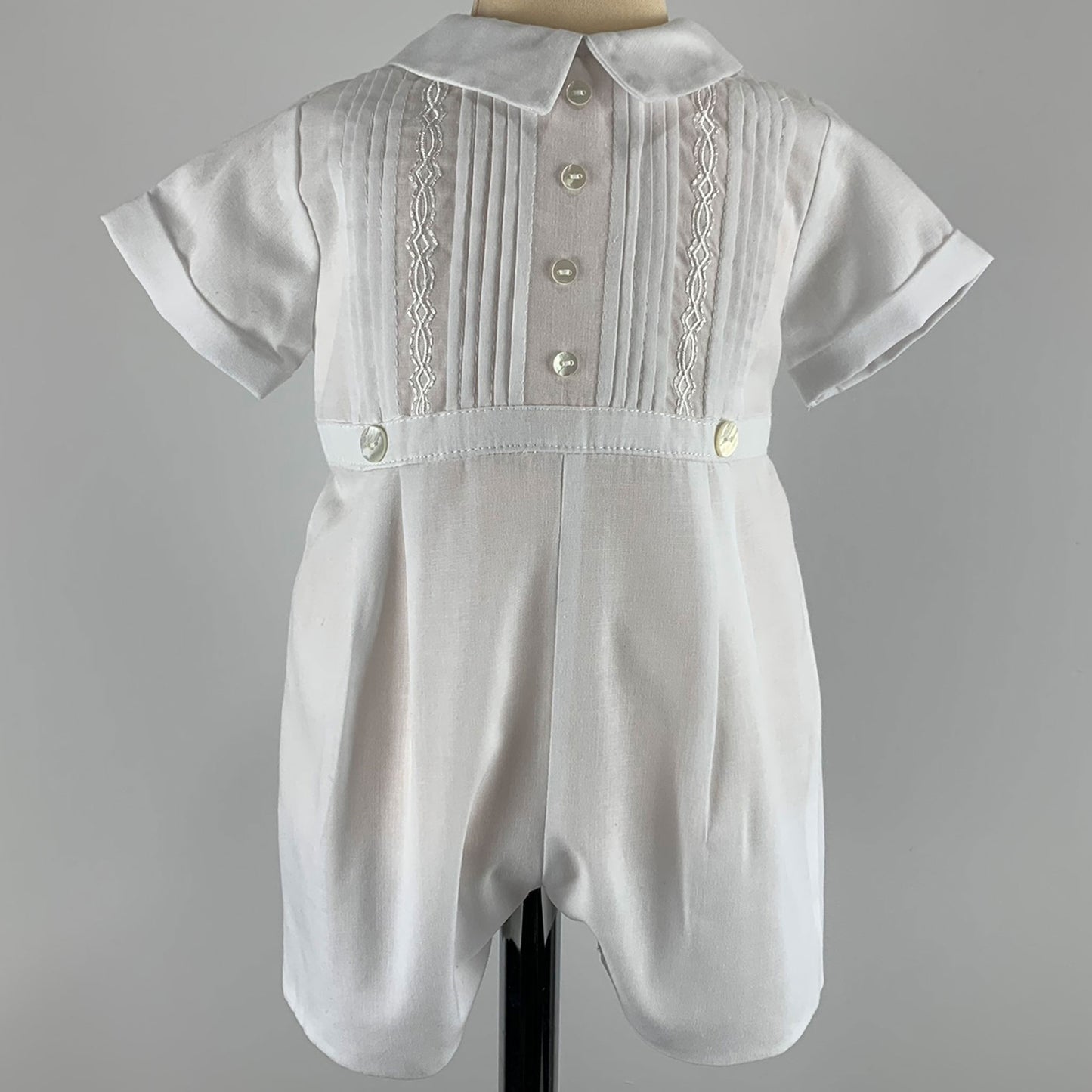 Baby Boy White Romper with matching cap - Christening - Sarah Louise C3002