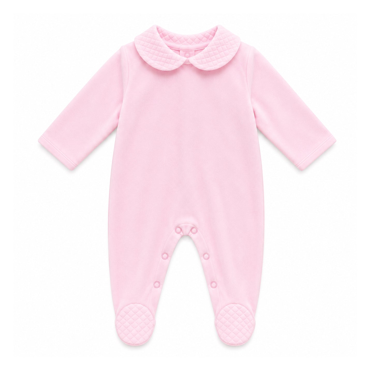 Baby Girls Pink Velour Babygrow & Quilted Jacket 2 Piece Set – Made in Portugal