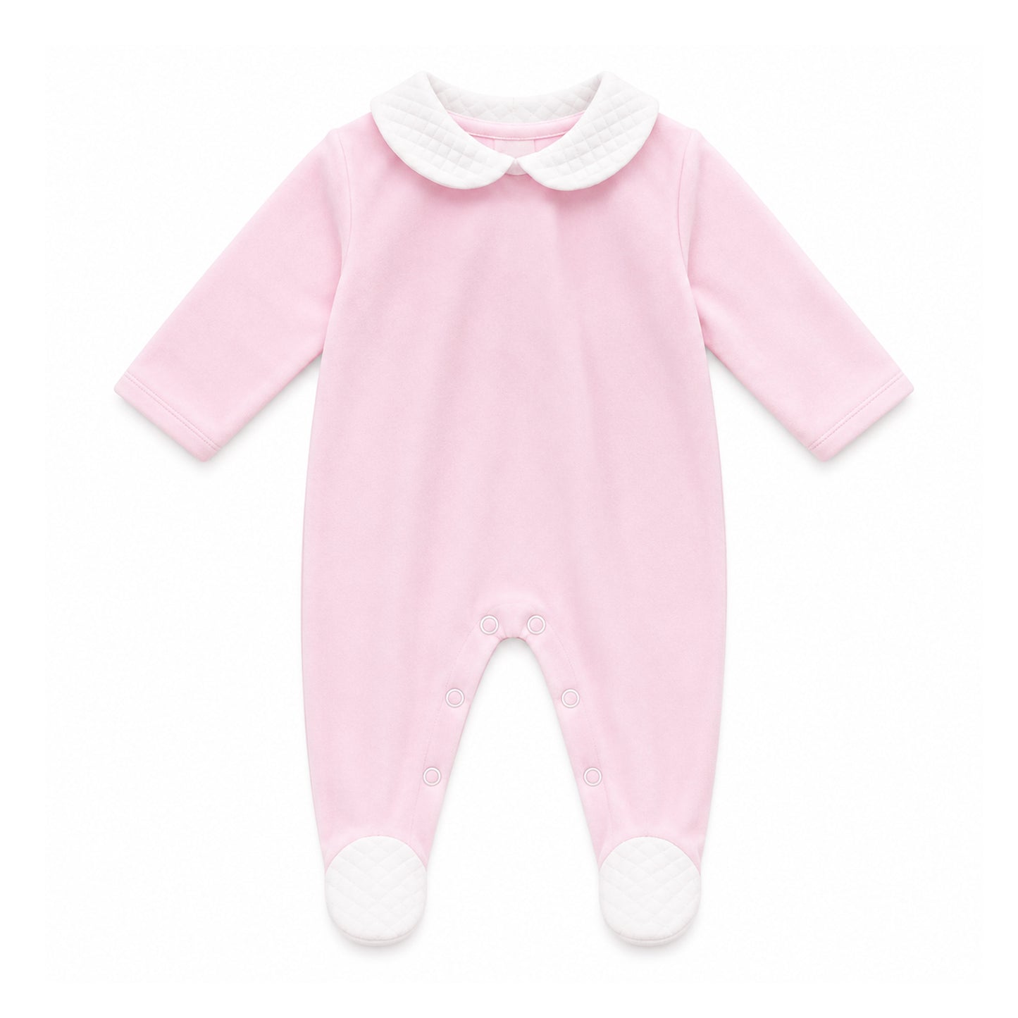 Baby Girls Pink Velour Babygrow & White Quilted Jacket 2 Piece Set – Made in Portugal