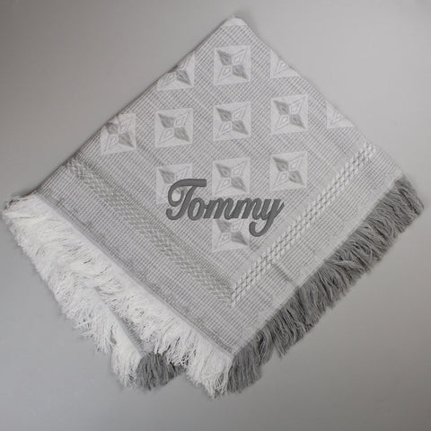 grey personalised shawl
