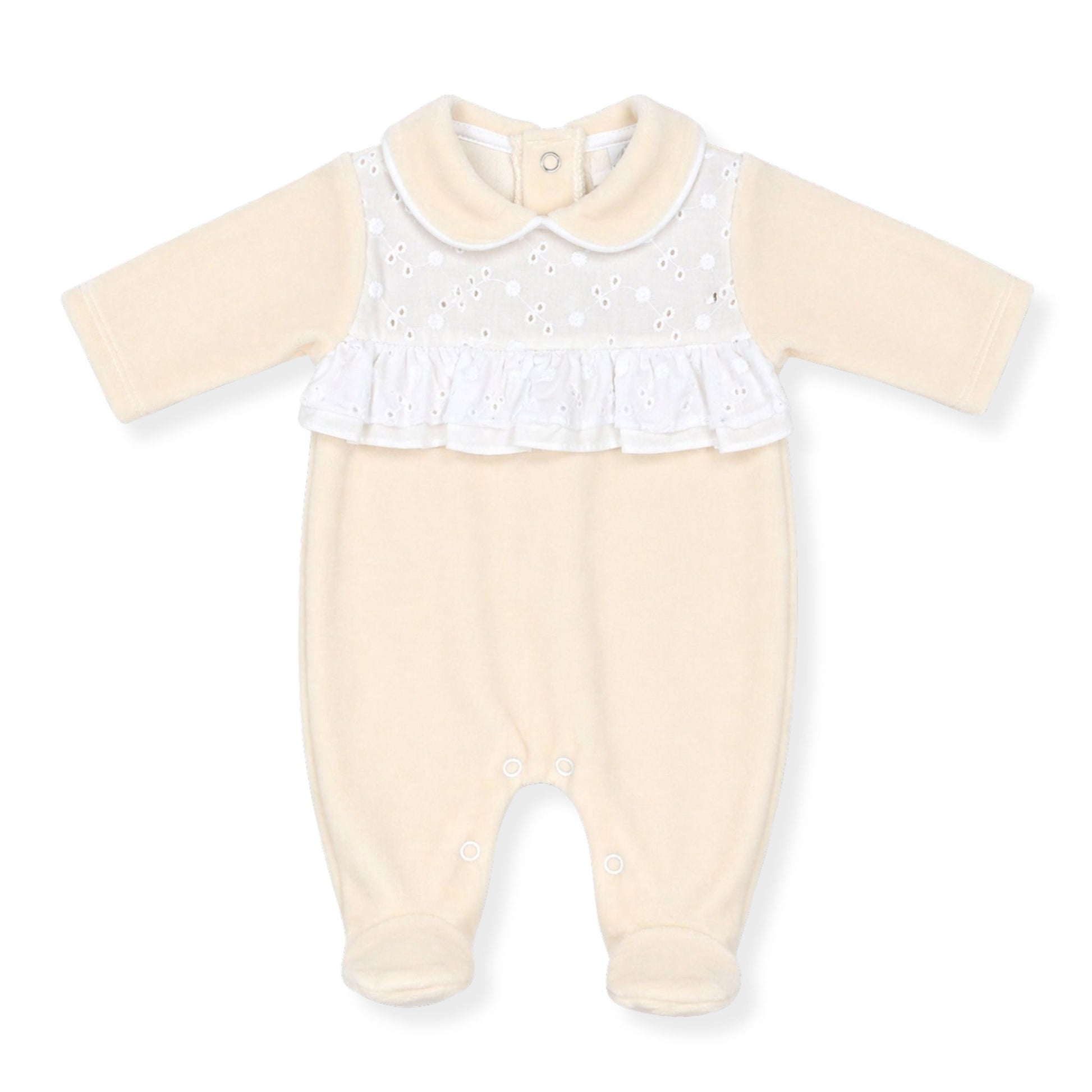 beige girls sleepsuit velour
