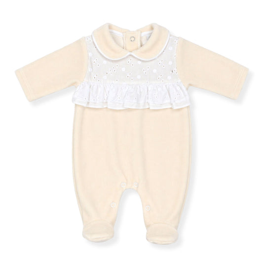 beige girls sleepsuit velour