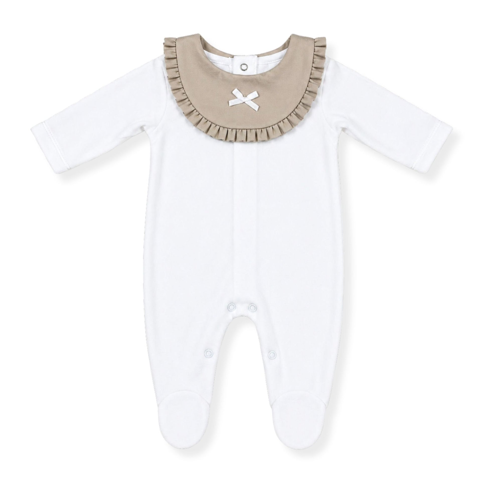 sleepsuit velour white and beige