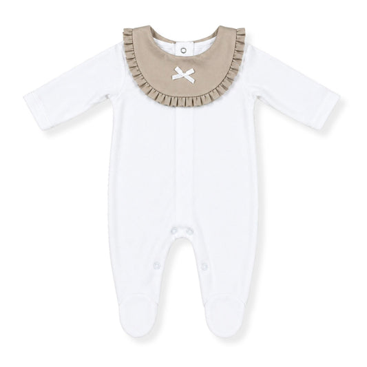 sleepsuit velour white and beige