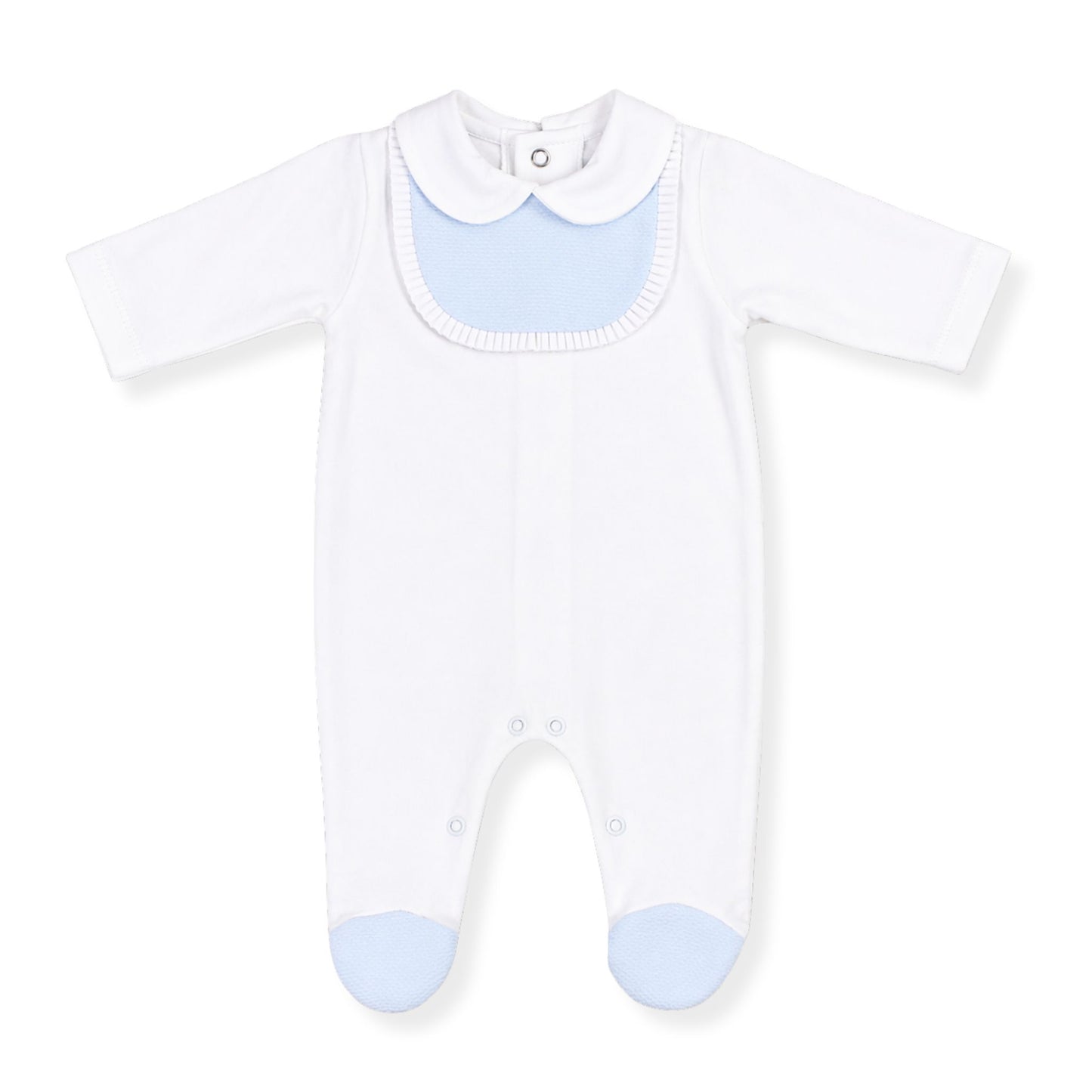 baby boys cotton white and blue sleepsuit