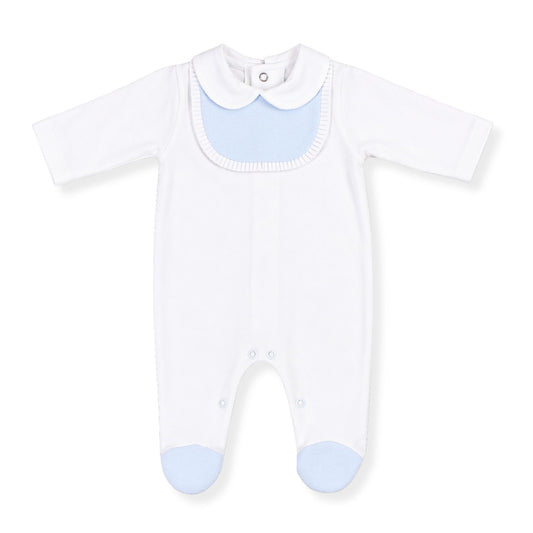 baby boys cotton white and blue sleepsuit
