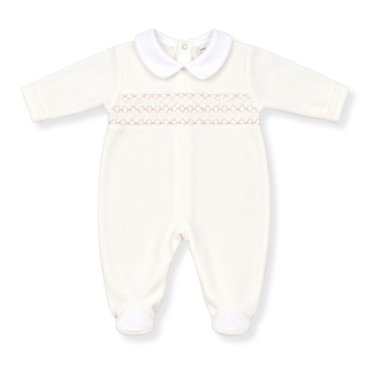 ivory smocked babygrow sleepsuit