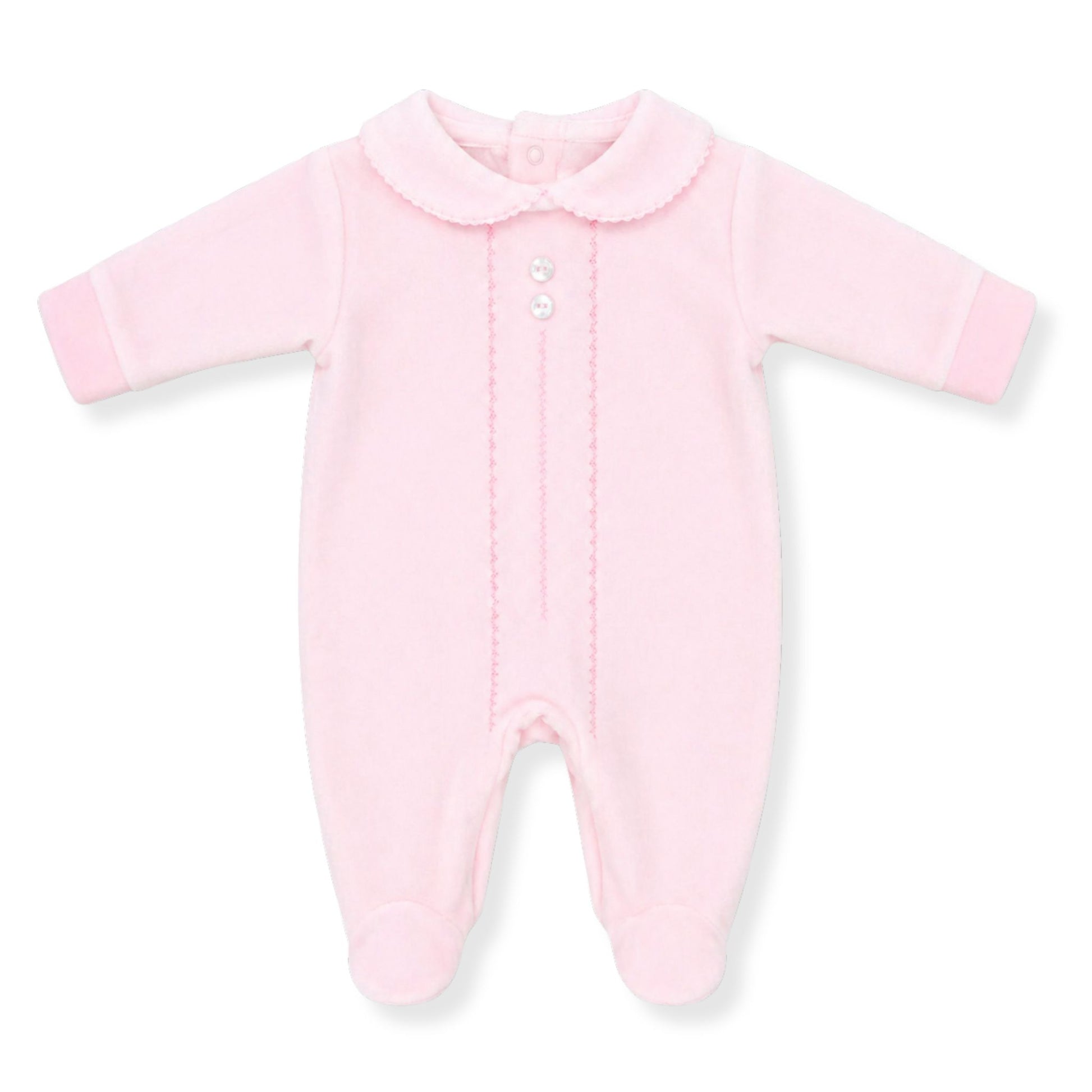 Pink baby velour sleepsuit pex