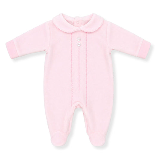 Pink baby velour sleepsuit pex
