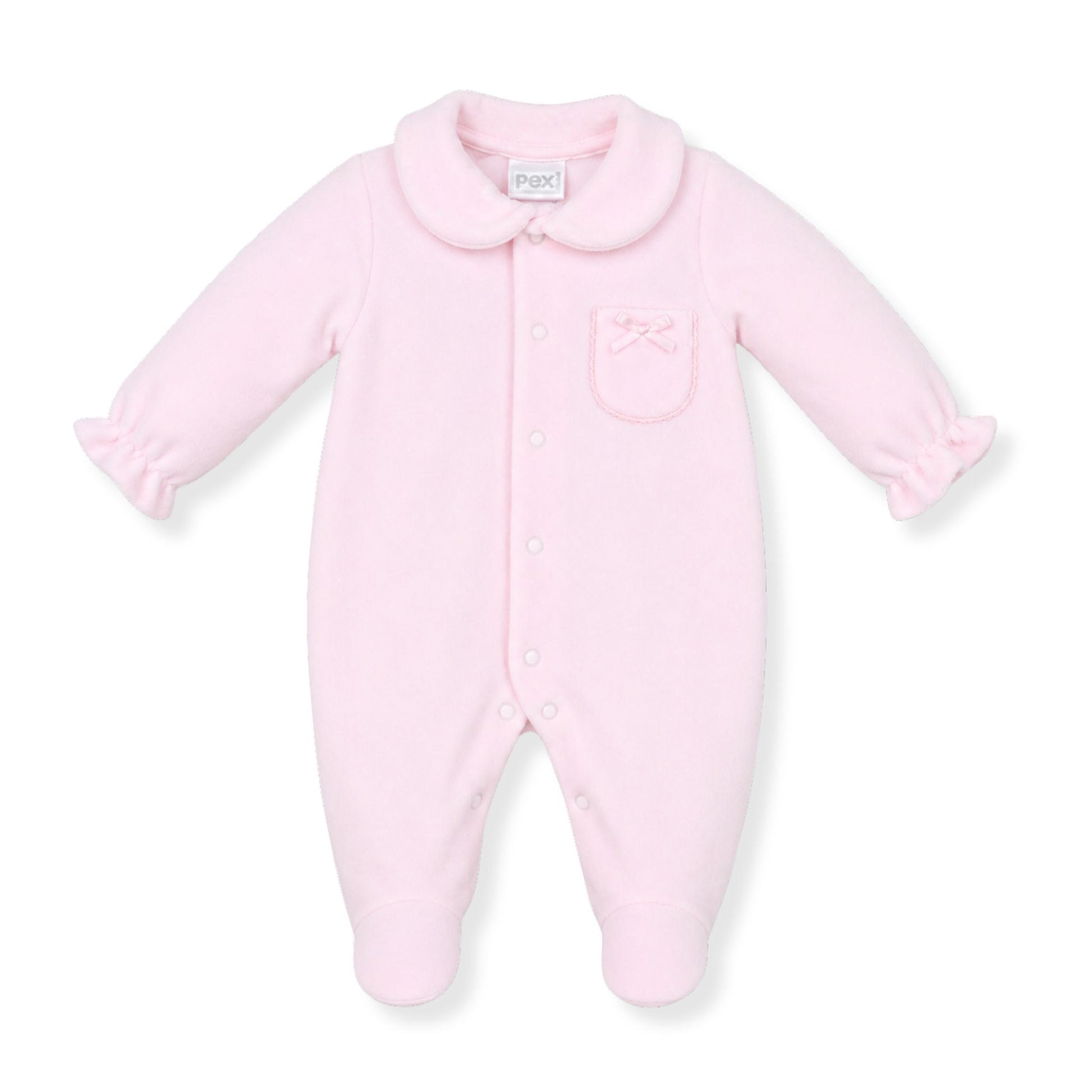 pink pex velour babygrow baby girl