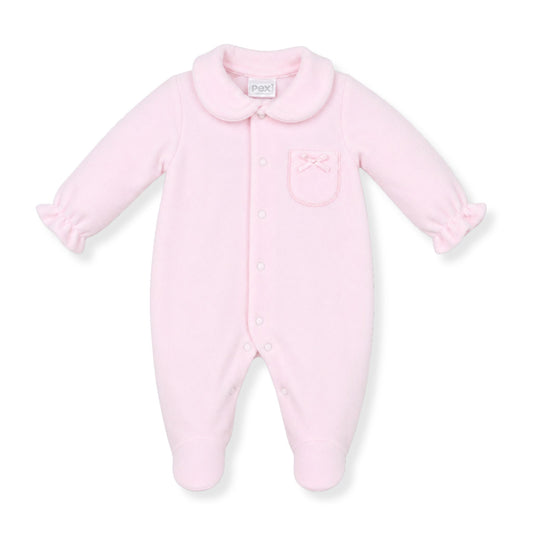 pink pex velour babygrow baby girl