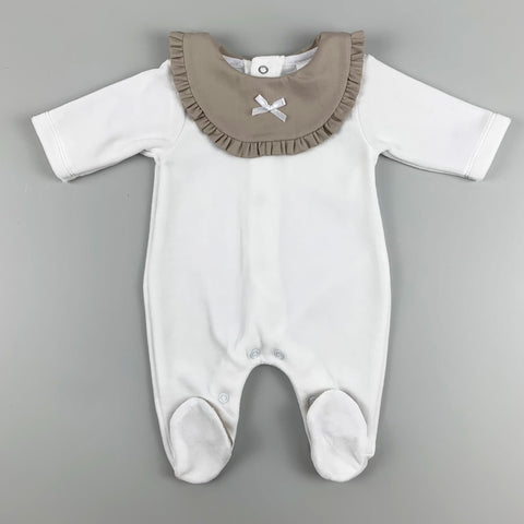 sleepsuit velour white and beige