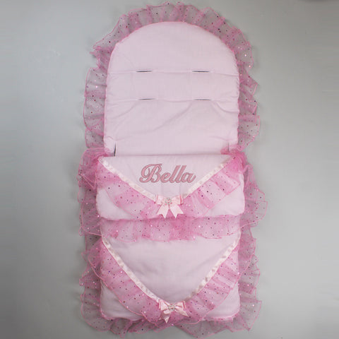 Personalised  Footmuff - Universal Pink Sparkle