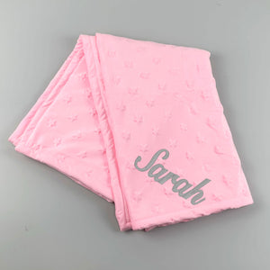 Personalised Embossed Star Baby Blanket - Pink