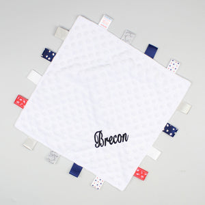 Personalised Baby Taggy Tags Comforter - White