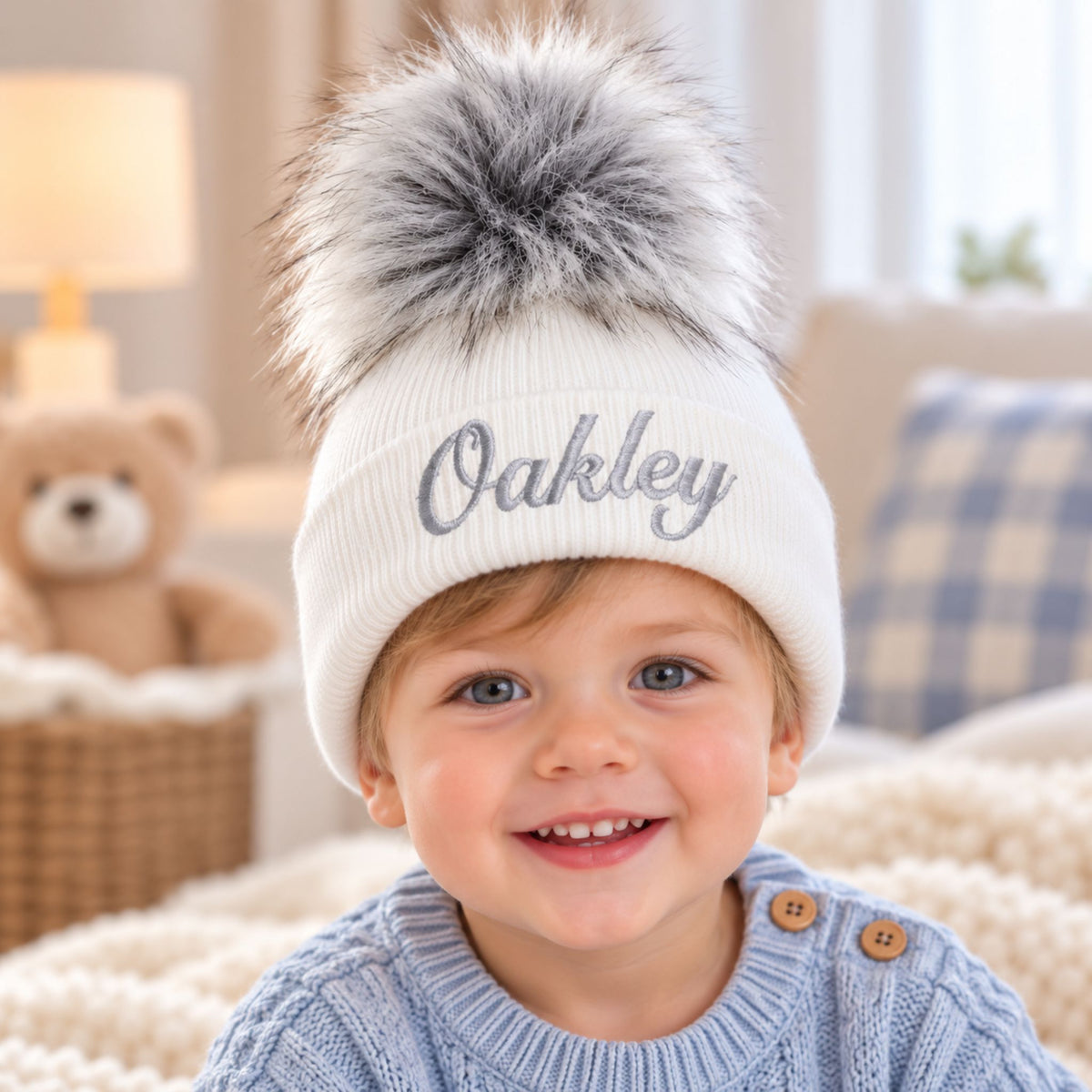 toddler personalised pom hat
