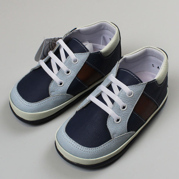 baby boys leather lace up trainers