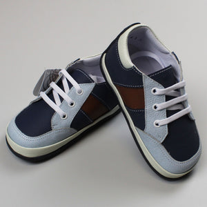baby boys brown and blue trainers