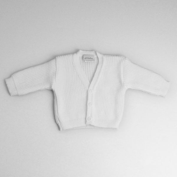 baby white v neck cardigan