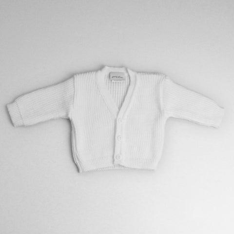 baby white v neck cardigan