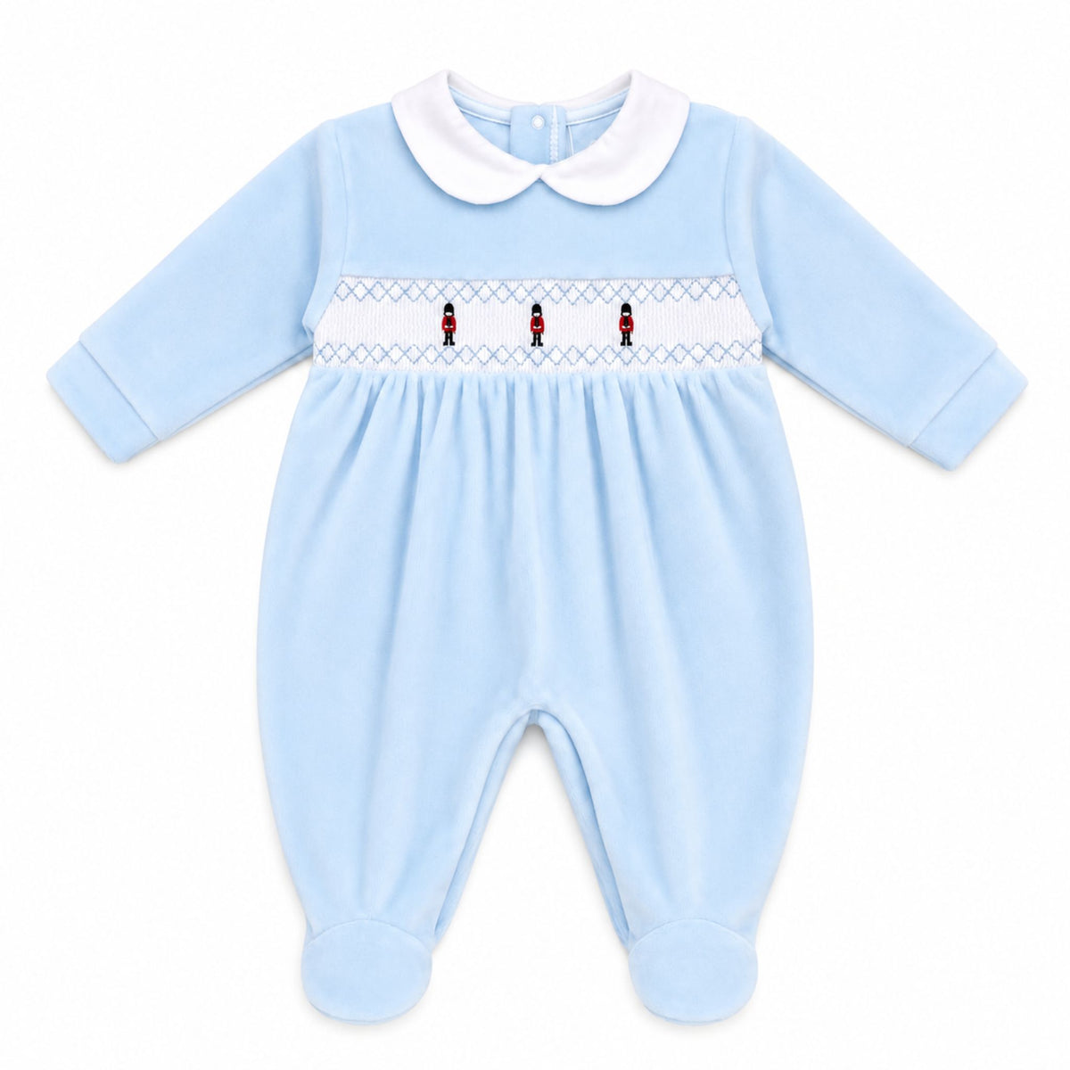 baby velour sleepsuit with soldiers