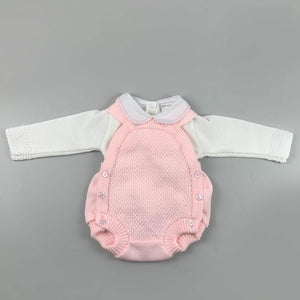 Baby Girls Knitted Romper & Shirt Outfit- Pink