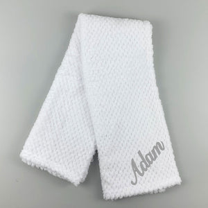 White Waffle Texture Baby Blanket - Personalised