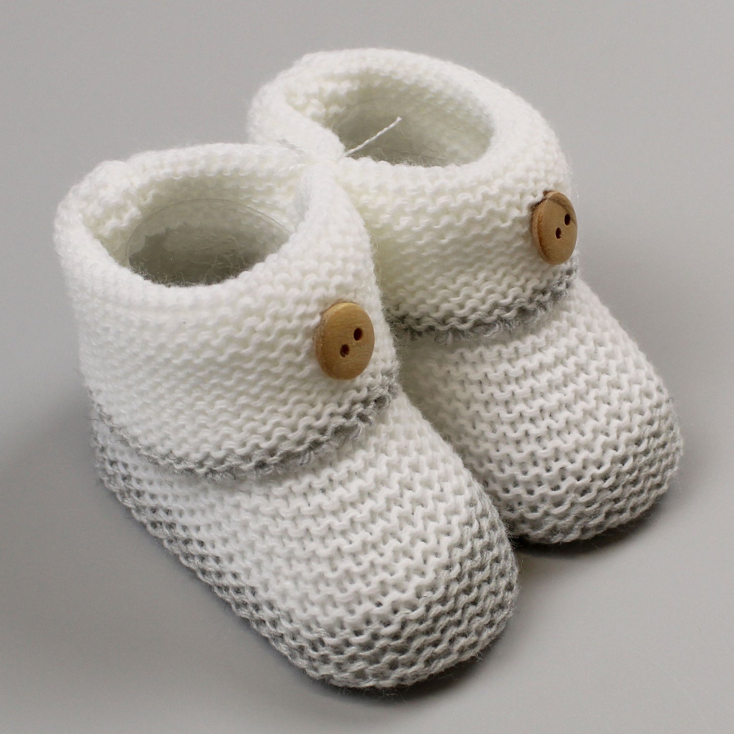 baby unisex white and grey knitted boots