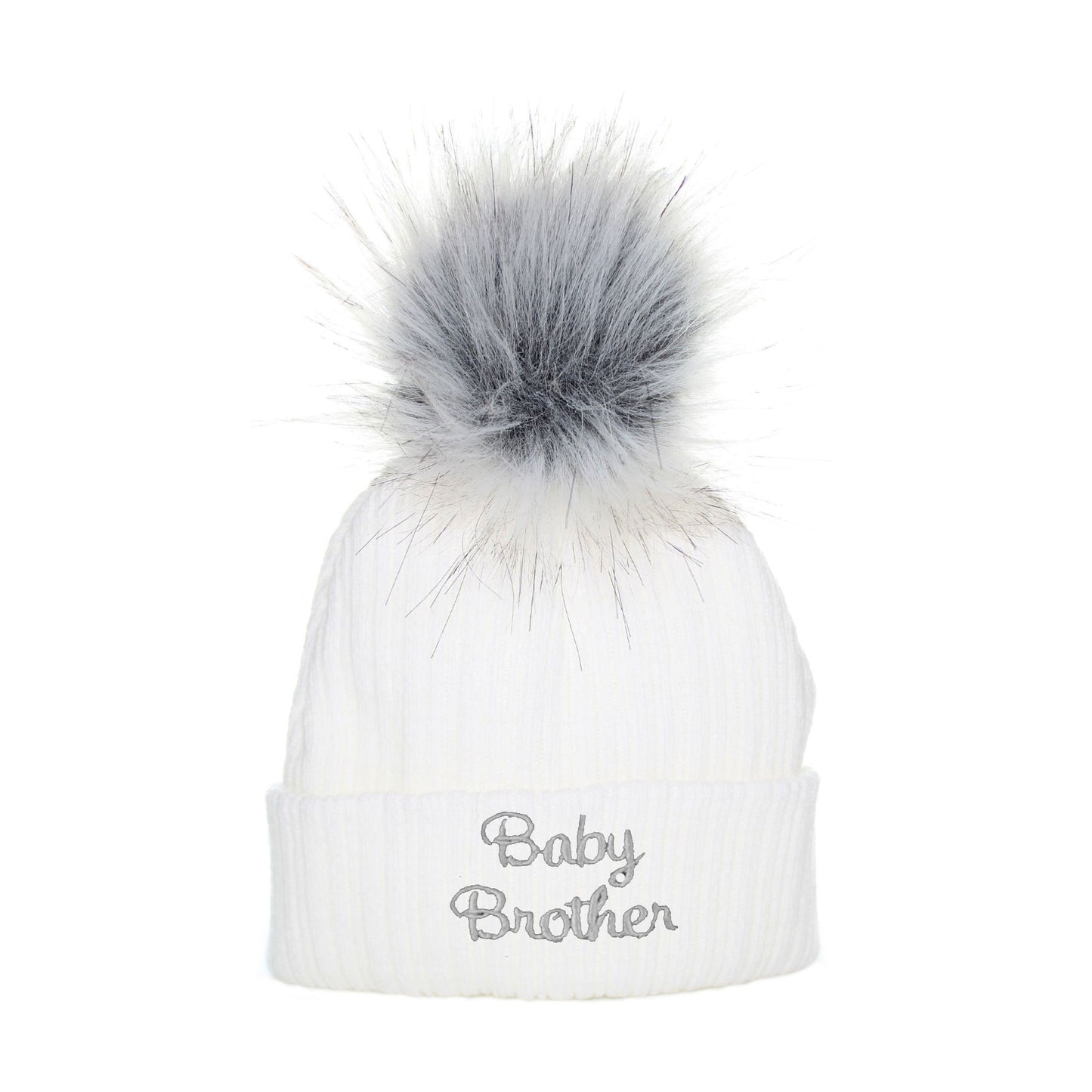 Baby Brother / Baby Sister Pom Hat –  Baby Hat (Newborn & 0–6 Months)