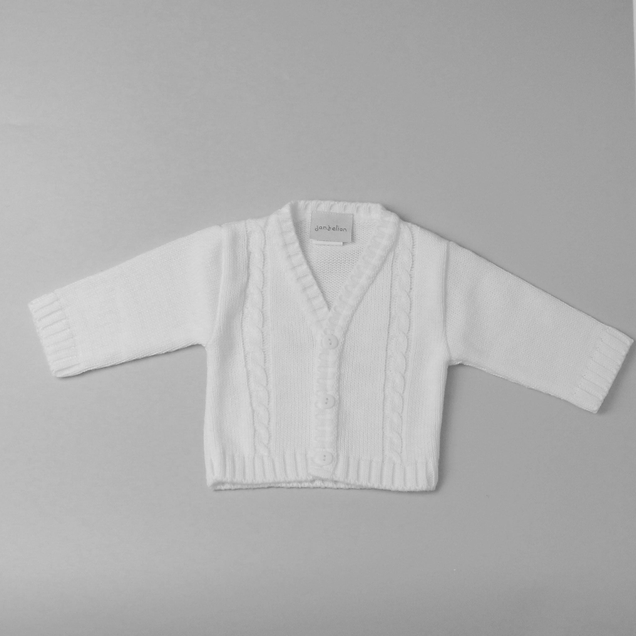 dandelion unisex baby white knitted cardigan