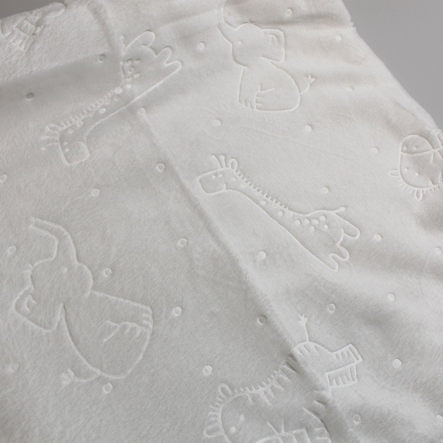 White Embossed Jungle Animal Baby Blanket