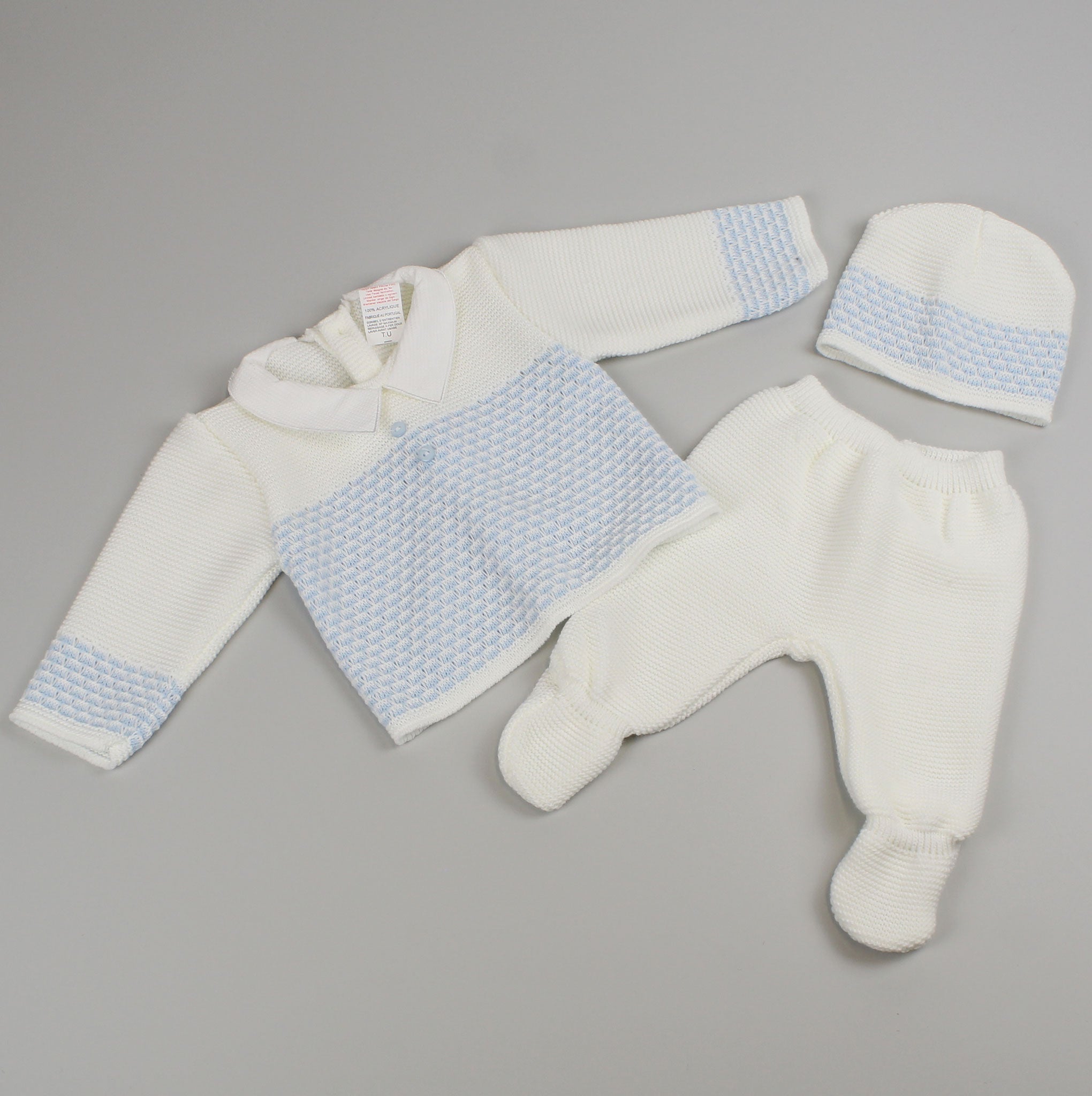 baby boys knitted white outfit