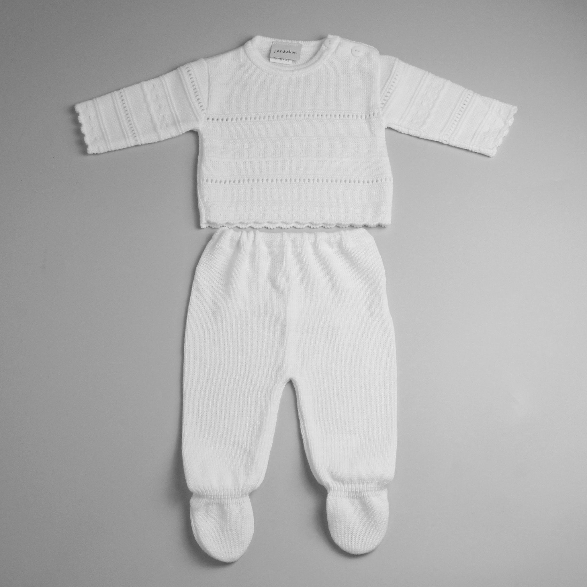 white two piece knitted outfit